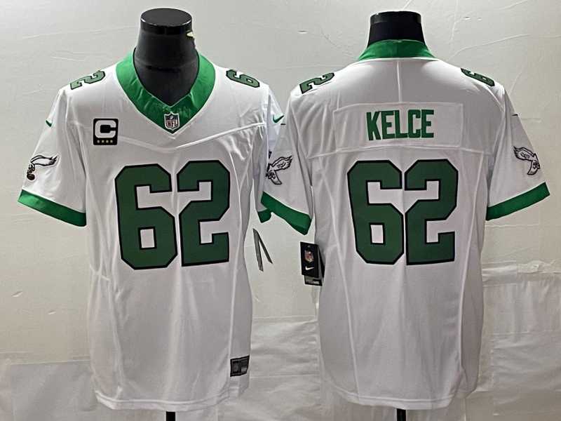 Men%27s Philadelphia Eagles #62 Jason Kelce White 2023 F.U.S.E. Vapor Untouchable With C Patch Stitched Football Jersey->philadelphia eagles->NFL Jersey